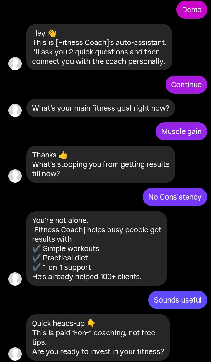 Instagram DM Automation Flow Preview