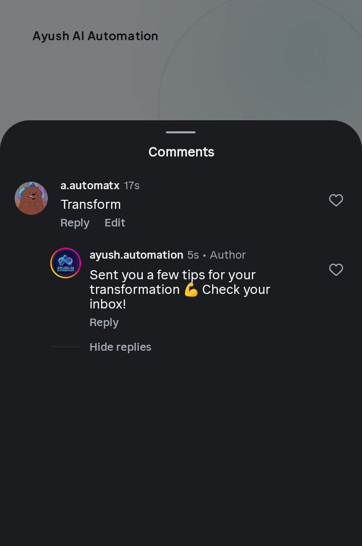Public Instagram comment reply triggered automatically by a keyword comment on a coach's post